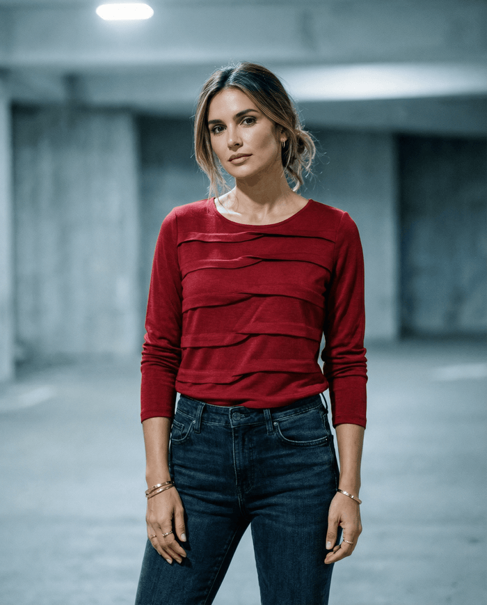 MERINO TUCK PLEAT TOP WOMENS LONG SLEEVES ROUND NECK EMBER EBAS608_by_EBONY_women's_in_New Zealand_ MERINO TUCK PLEAT TOP WOMENS LONG SLEEVES ROUND NECK EMBER EBAS608 _