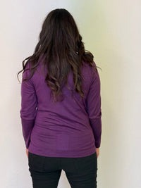 EBONY_MERINO TUCK PLEAT TOP WOMENS LONG SLEEVES ROUND NECK ITALIAN PLUM _ MERINO TUCK PLEAT TOP WOMENS LONG SLEEVES ROUND NECK ITALIAN PLUM _ Ebony Boutique NZ