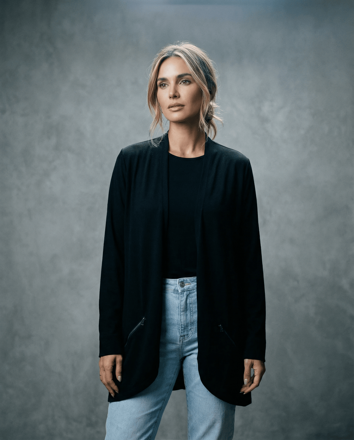 MERINO ZIP POCKET CARDIGAN LONG SLEEVES WOMENS BLACK_by_EBONY_women's_in_New Zealand_ MERINO ZIP POCKET CARDIGAN LONG SLEEVES WOMENS BLACK _