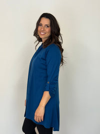 EBONY_TAB SLEEVE 100% MERINO EDGE TO EDGE A - LINE CARDIGAN TWILIGHT _ TAB SLEEVE 100% MERINO EDGE TO EDGE A - LINE CARDIGAN TWILIGHT _ Ebony Boutique NZ
