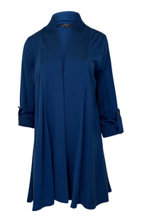 EBONY_TAB SLEEVE 100% MERINO EDGE TO EDGE A - LINE CARDIGAN TWILIGHT _ TAB SLEEVE 100% MERINO EDGE TO EDGE A - LINE CARDIGAN TWILIGHT _ Ebony Boutique NZ