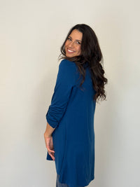 EBONY_TAB SLEEVE 100% MERINO EDGE TO EDGE A - LINE CARDIGAN TWILIGHT _ TAB SLEEVE 100% MERINO EDGE TO EDGE A - LINE CARDIGAN TWILIGHT _ Ebony Boutique NZ