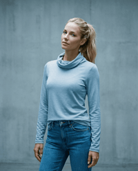 WOMENS 100% MERINO (210) LONG SLEEVE COWL NECK JUMPER DUSK BLUE EBAS569_by_EBONY_women's_in_New Zealand_ WOMENS 100% MERINO (210) LONG SLEEVE COWL NECK JUMPER DUSK BLUE EBAS569 _