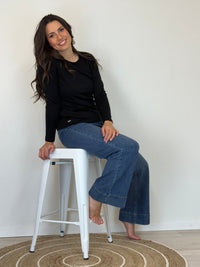 EBONY_WOMENS 100% MERINO (210) LONG SLEEVE CREW TOP BLACK EBAS553 _ WOMENS 100% MERINO (210) LONG SLEEVE CREW TOP BLACK EBAS553 _ Ebony Boutique NZ
