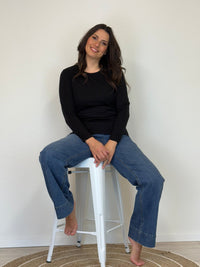 EBONY_WOMENS 100% MERINO (210) LONG SLEEVE CREW TOP BLACK EBAS553 _ WOMENS 100% MERINO (210) LONG SLEEVE CREW TOP BLACK EBAS553 _ Ebony Boutique NZ