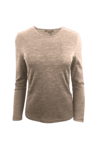 EBONY_WOMENS 100% MERINO (210) LONG SLEEVE CREW TOP CAPPUCCINO _ WOMENS 100% MERINO (210) LONG SLEEVE CREW TOP CAPPUCCINO _ Ebony Boutique NZ