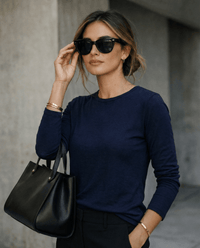 WOMENS 100% MERINO (210) LONG SLEEVE CREW TOP FRENCH NAVY EBAS553_by_EBONY_women's_in_New Zealand_ WOMENS 100% MERINO (210) LONG SLEEVE CREW TOP FRENCH NAVY EBAS553 _