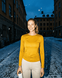 WOMENS 100% MERINO (210) LONG SLEEVE CREW TOP GOLD EBAS553_by_EBONY_women's_in_New Zealand_ WOMENS 100% MERINO (210) LONG SLEEVE CREW TOP GOLD EBAS553 _