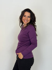 EBONY_WOMENS 100% MERINO (210) LONG SLEEVE CREW TOP ITALIAN PLUM _ WOMENS 100% MERINO (210) LONG SLEEVE CREW TOP ITALIAN PLUM _ Ebony Boutique NZ