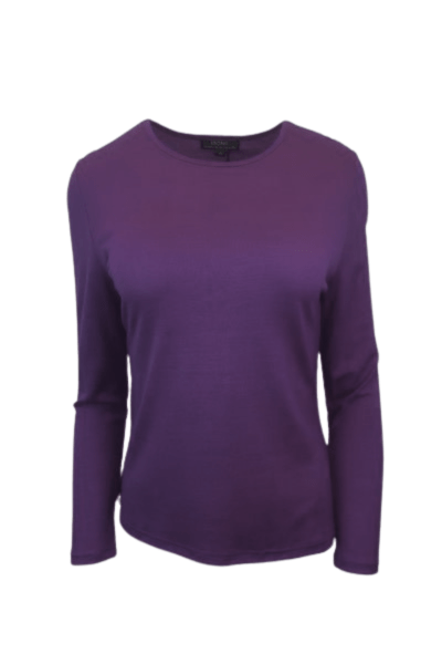 EBONY_WOMENS 100% MERINO (210) LONG SLEEVE CREW TOP ITALIAN PLUM _ WOMENS 100% MERINO (210) LONG SLEEVE CREW TOP ITALIAN PLUM _ Ebony Boutique NZ