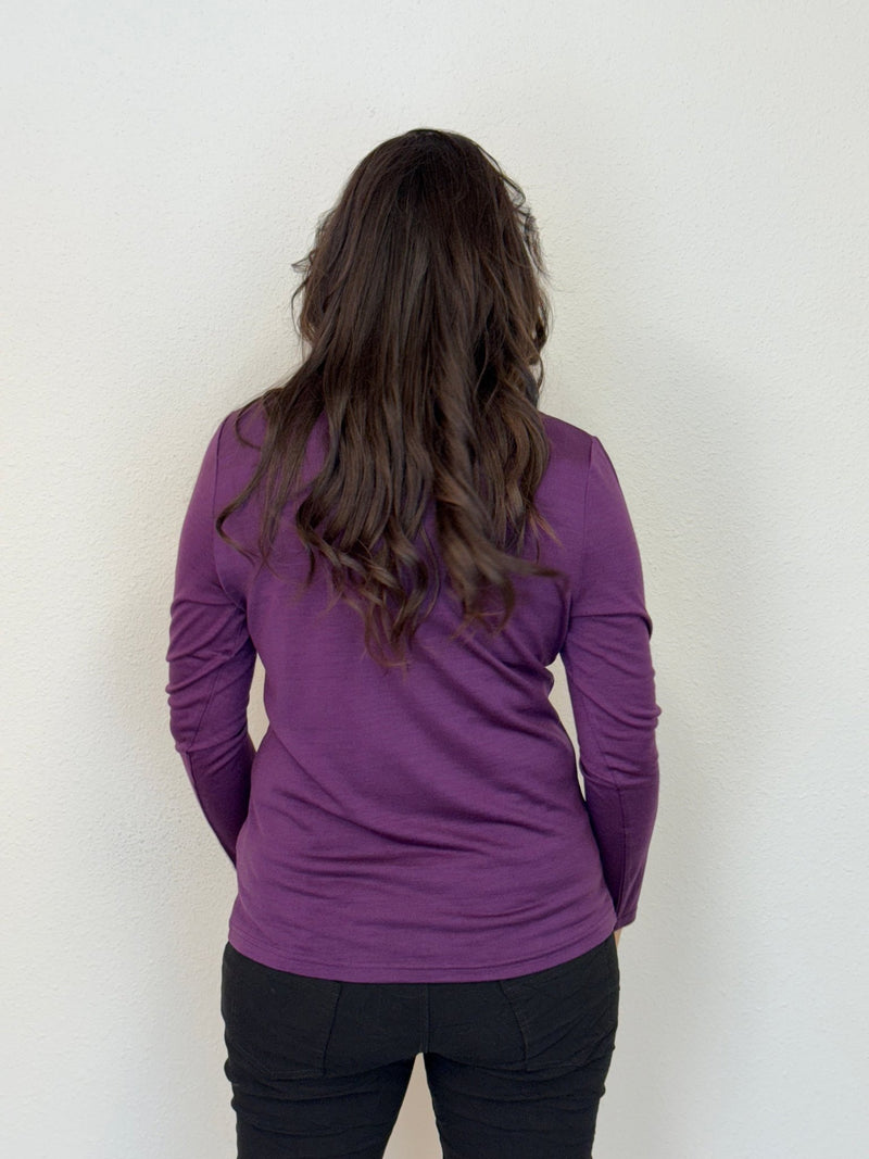 EBONY_WOMENS 100% MERINO (210) LONG SLEEVE CREW TOP ITALIAN PLUM _ WOMENS 100% MERINO (210) LONG SLEEVE CREW TOP ITALIAN PLUM _ Ebony Boutique NZ