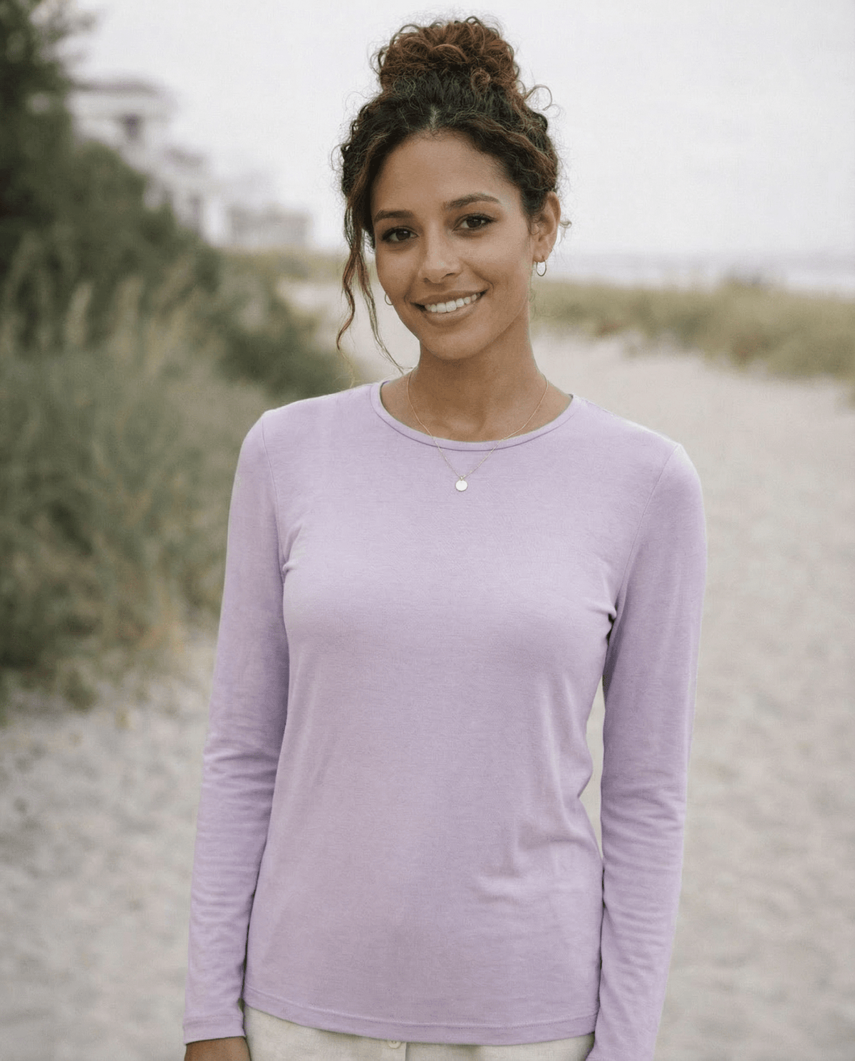 WOMENS 100% MERINO (210) LONG SLEEVE CREW TOP LILAC EBAS553_by_EBONY_women's_in_New Zealand_ WOMENS 100% MERINO (210) LONG SLEEVE CREW TOP LILAC EBAS553 _