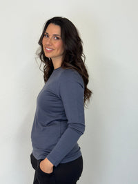 EBONY_WOMENS 100% MERINO (210) LONG SLEEVE CREW TOP MIDNIGHT _ WOMENS 100% MERINO (210) LONG SLEEVE CREW TOP MIDNIGHT _ Ebony Boutique NZ