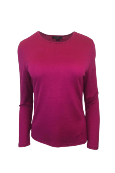 EBONY_WOMENS 100% MERINO (210) LONG SLEEVE CREW TOP RASPBERRY EBAS553 _ WOMENS 100% MERINO (210) LONG SLEEVE CREW TOP RASPBERRY EBAS553 _ Ebony Boutique NZ