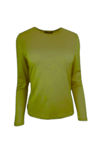 EBONY_WOMENS 100% MERINO (210) LONG SLEEVE CREW TOP SUMMER PEAR _ WOMENS 100% MERINO (210) LONG SLEEVE CREW TOP SUMMER PEAR _ Ebony Boutique NZ