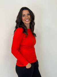 EBONY_WOMENS 100% MERINO (210) LONG SLEEVE CREW TOP TANGERINE _ WOMENS 100% MERINO (210) LONG SLEEVE CREW TOP TANGERINE _ Ebony Boutique NZ