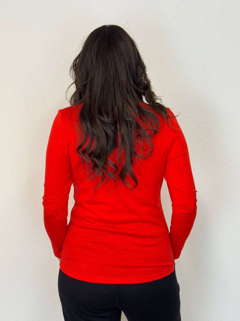 EBONY_WOMENS 100% MERINO (210) LONG SLEEVE CREW TOP TANGERINE _ WOMENS 100% MERINO (210) LONG SLEEVE CREW TOP TANGERINE _ Ebony Boutique NZ