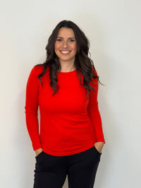 EBONY_WOMENS 100% MERINO (210) LONG SLEEVE CREW TOP TANGERINE _ WOMENS 100% MERINO (210) LONG SLEEVE CREW TOP TANGERINE _ Ebony Boutique NZ