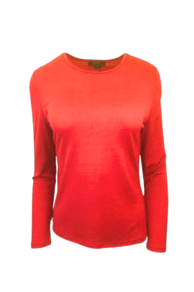 EBONY_WOMENS 100% MERINO (210) LONG SLEEVE CREW TOP TANGERINE _ WOMENS 100% MERINO (210) LONG SLEEVE CREW TOP TANGERINE _ Ebony Boutique NZ