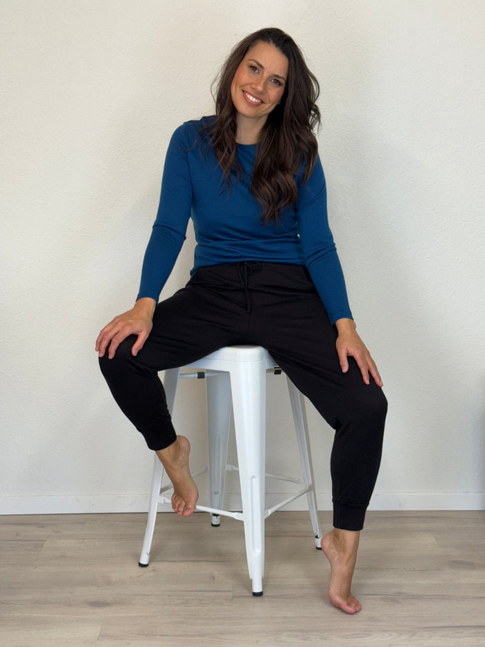 WOMENS 100% MERINO (210) LONG SLEEVE CREW TOP TWILIGHT EBAS553_by_EBONY_women's_in_New Zealand_ WOMENS 100% MERINO (210) LONG SLEEVE CREW TOP TWILIGHT EBAS553 _