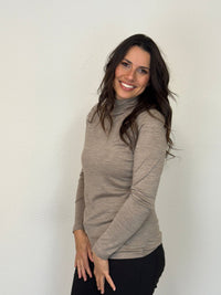 EBONY_WOMENS 100% MERINO (210) LONG SLEEVE HIGH NECK TOP CAPPUCCINO _ WOMENS 100% MERINO (210) LONG SLEEVE HIGH NECK TOP CAPPUCCINO _ Ebony Boutique NZ