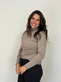 EBONY_WOMENS 100% MERINO (210) LONG SLEEVE HIGH NECK TOP CAPPUCCINO _ WOMENS 100% MERINO (210) LONG SLEEVE HIGH NECK TOP CAPPUCCINO _ Ebony Boutique NZ