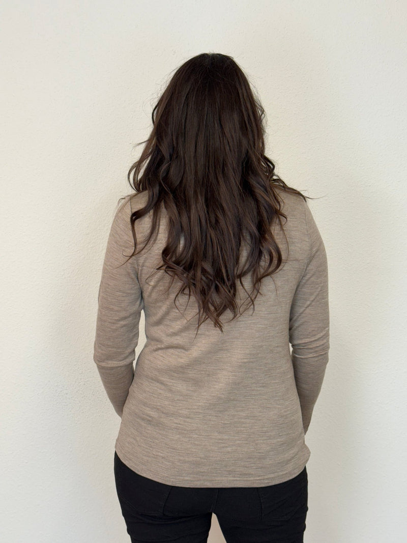 EBONY_WOMENS 100% MERINO (210) LONG SLEEVE HIGH NECK TOP CAPPUCCINO _ WOMENS 100% MERINO (210) LONG SLEEVE HIGH NECK TOP CAPPUCCINO _ Ebony Boutique NZ