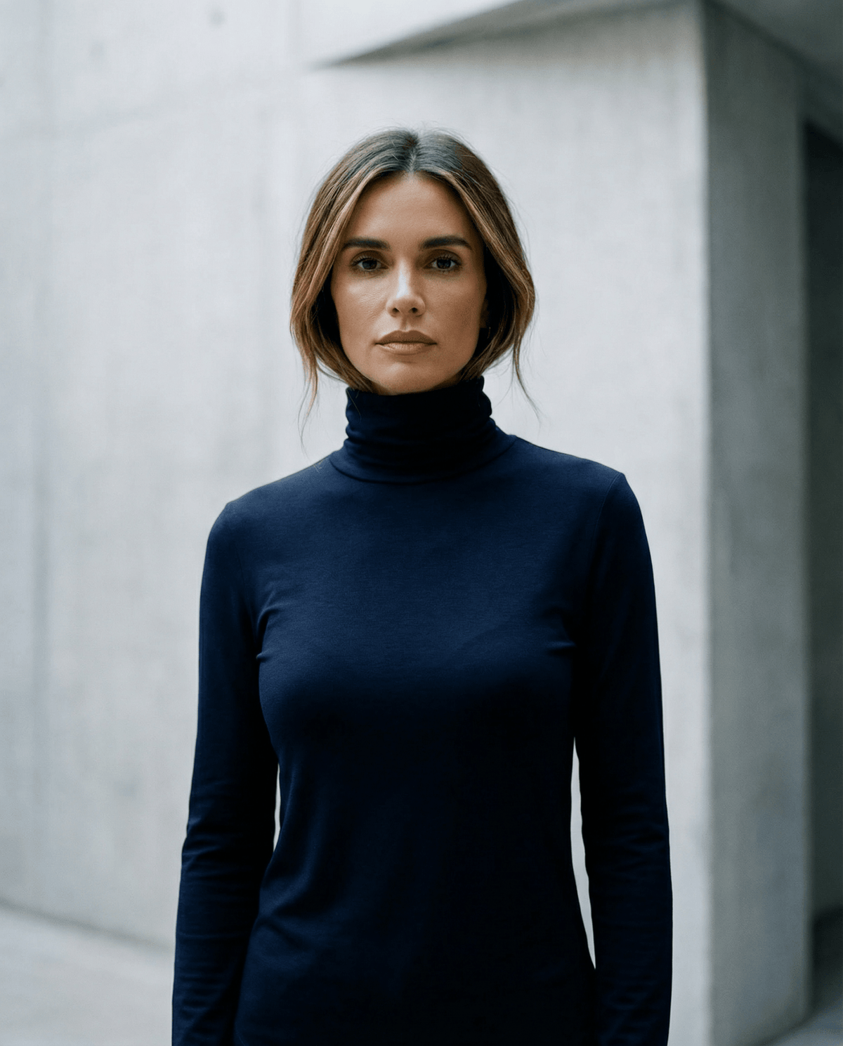 WOMENS 100% MERINO (210) LONG SLEEVE HIGH NECK TOP FRENCH NAVY EBAS515_by_EBONY_women's_in_New Zealand_ WOMENS 100% MERINO (210) LONG SLEEVE HIGH NECK TOP FRENCH NAVY EBAS515 _