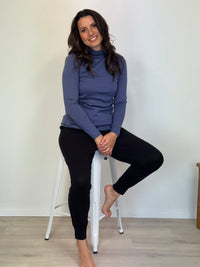 EBONY_WOMENS 100% MERINO (210) LONG SLEEVE HIGH NECK TOP MIDNIGHT _ WOMENS 100% MERINO (210) LONG SLEEVE HIGH NECK TOP MIDNIGHT _ Ebony Boutique NZ