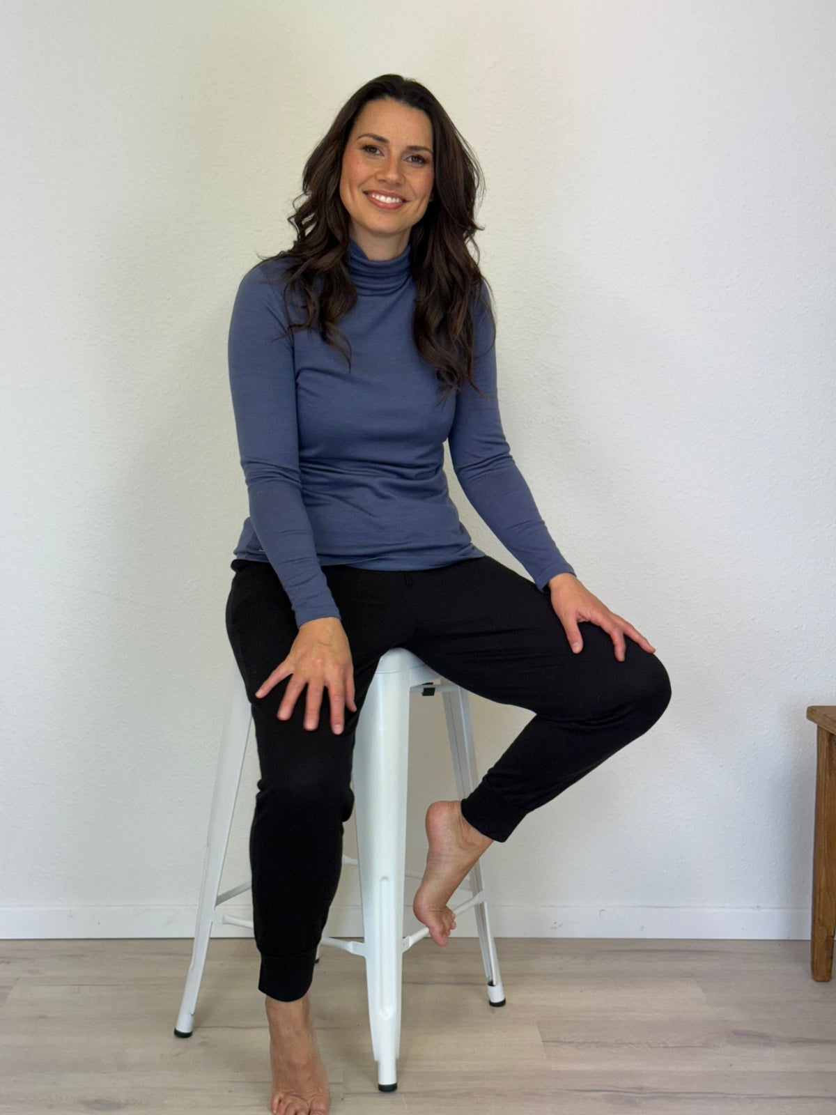 EBONY_WOMENS 100% MERINO (210) LONG SLEEVE HIGH NECK TOP MIDNIGHT _ WOMENS 100% MERINO (210) LONG SLEEVE HIGH NECK TOP MIDNIGHT _ Ebony Boutique NZ