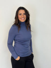 EBONY_WOMENS 100% MERINO (210) LONG SLEEVE HIGH NECK TOP MIDNIGHT _ WOMENS 100% MERINO (210) LONG SLEEVE HIGH NECK TOP MIDNIGHT _ Ebony Boutique NZ