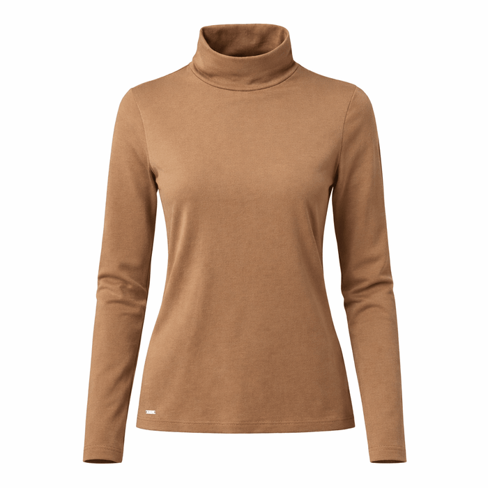 WOMENS 100% MERINO (210) LONG SLEEVE HIGH NECK TOP SAND EBAS515_by_EBONY_women's_in_New Zealand_ WOMENS 100% MERINO (210) LONG SLEEVE HIGH NECK TOP SAND EBAS515 _
