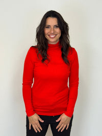 EBONY_WOMENS 100% MERINO (210) LONG SLEEVE HIGH NECK TOP TANGERINE _ WOMENS 100% MERINO (210) LONG SLEEVE HIGH NECK TOP TANGERINE _ Ebony Boutique NZ