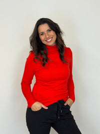 EBONY_WOMENS 100% MERINO (210) LONG SLEEVE HIGH NECK TOP TANGERINE _ WOMENS 100% MERINO (210) LONG SLEEVE HIGH NECK TOP TANGERINE _ Ebony Boutique NZ
