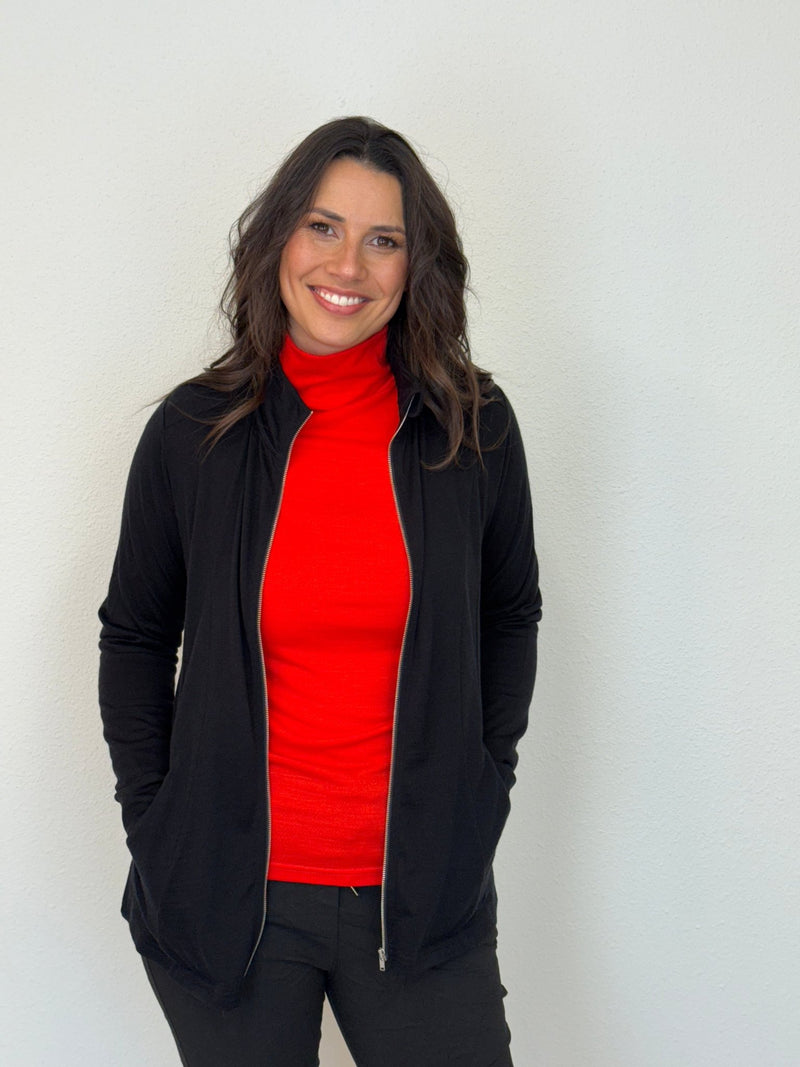 EBONY_WOMENS 100% MERINO (210) LONG SLEEVE HIGH NECK TOP TANGERINE _ WOMENS 100% MERINO (210) LONG SLEEVE HIGH NECK TOP TANGERINE _ Ebony Boutique NZ