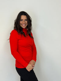 EBONY_WOMENS 100% MERINO (210) LONG SLEEVE HIGH NECK TOP TANGERINE _ WOMENS 100% MERINO (210) LONG SLEEVE HIGH NECK TOP TANGERINE _ Ebony Boutique NZ