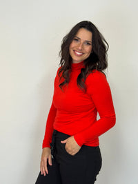 EBONY_WOMENS 100% MERINO (210) LONG SLEEVE HIGH NECK TOP TANGERINE _ WOMENS 100% MERINO (210) LONG SLEEVE HIGH NECK TOP TANGERINE _ Ebony Boutique NZ