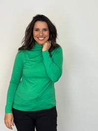 EBONY_WOMENS 100% MERINO (210) LONG SLEEVE HIGH NECK TOP VERDE _ WOMENS 100% MERINO (210) LONG SLEEVE HIGH NECK TOP VERDE _ Ebony Boutique NZ