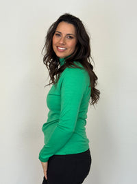 EBONY_WOMENS 100% MERINO (210) LONG SLEEVE HIGH NECK TOP VERDE _ WOMENS 100% MERINO (210) LONG SLEEVE HIGH NECK TOP VERDE _ Ebony Boutique NZ