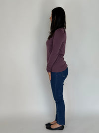 EBONY_WOMENS 100% MERINO (210) LONG SLEEVE SATIN CREW TOP AMETHYST EBAS503 _ WOMENS 100% MERINO (210) LONG SLEEVE SATIN CREW TOP AMETHYST EBAS503 _ Ebony Boutique NZ
