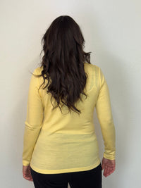 EBONY_WOMENS 100% MERINO (210) LONG SLEEVE SATIN CREW TOP BUTTERCUP _ WOMENS 100% MERINO (210) LONG SLEEVE SATIN CREW TOP BUTTERCUP _ Ebony Boutique NZ