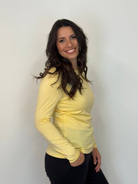 EBONY_WOMENS 100% MERINO (210) LONG SLEEVE SATIN CREW TOP BUTTERCUP _ WOMENS 100% MERINO (210) LONG SLEEVE SATIN CREW TOP BUTTERCUP _ Ebony Boutique NZ