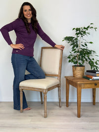 EBONY_WOMENS 100% MERINO (210) LONG SLEEVE SATIN CREW TOP ITALIAN PLUM _ WOMENS 100% MERINO (210) LONG SLEEVE SATIN CREW TOP ITALIAN PLUM _ Ebony Boutique NZ