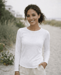 WOMENS 100% MERINO (210) LONG SLEEVE SATIN CREW TOP IVORY EBAS503_by_EBONY_women's_in_New Zealand_ WOMENS 100% MERINO (210) LONG SLEEVE SATIN CREW TOP IVORY EBAS503 _