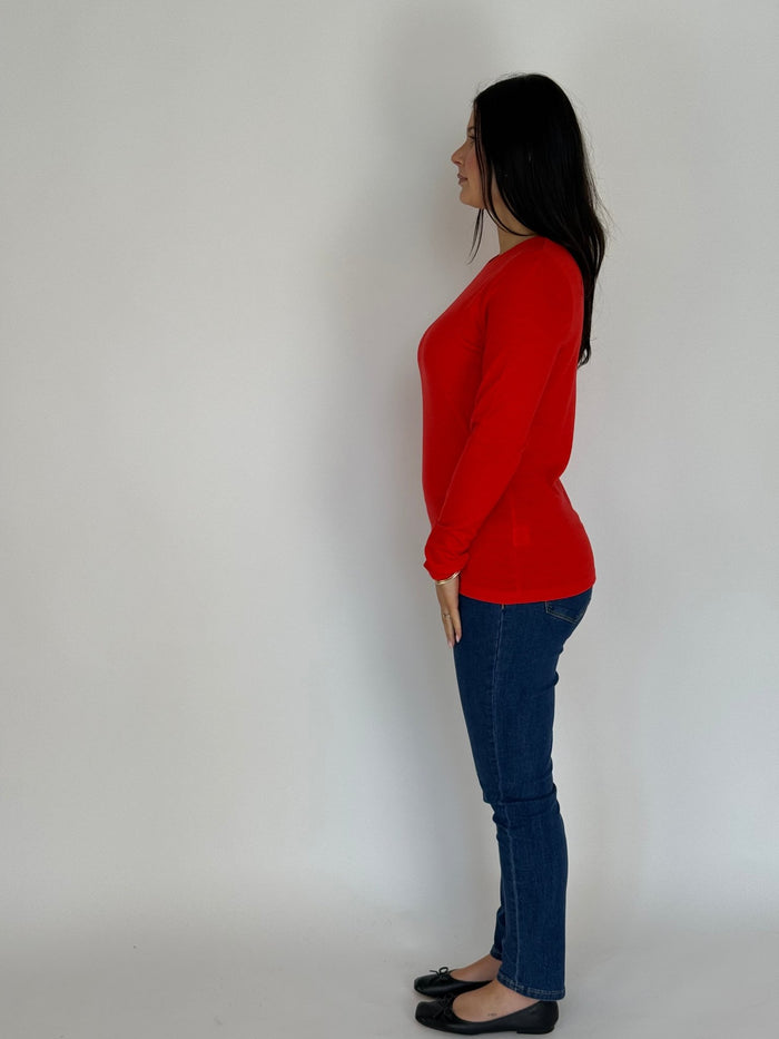 EBONY_WOMENS 100% MERINO (210) LONG SLEEVE SATIN CREW TOP TANGERINE EBAS503 _ WOMENS 100% MERINO (210) LONG SLEEVE SATIN CREW TOP TANGERINE EBAS503 _ Ebony Boutique NZ