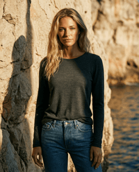 WOMENS 100% MERINO (210) LONGLINE SCOOP LONG SLEEVE TOP CHARCOAL EBAS548_by_EBONY_women's_in_New Zealand_ WOMENS 100% MERINO (210) LONGLINE SCOOP LONG SLEEVE TOP CHARCOAL EBAS548 _