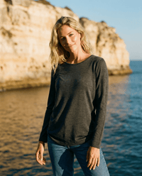 WOMENS 100% MERINO (210) LONGLINE SCOOP LONG SLEEVE TOP CHARCOAL EBAS548_by_EBONY_women's_in_New Zealand_ WOMENS 100% MERINO (210) LONGLINE SCOOP LONG SLEEVE TOP CHARCOAL EBAS548 _