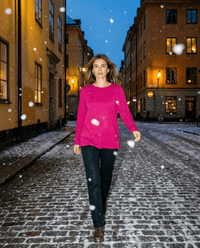 WOMEN'S 100% MERINO WOOL (210) A - LINE SCOOP LONG SLEEVE TOP RASPBERRY EBAS593_by_EBONY_women's_in_New Zealand_ WOMEN'S 100% MERINO WOOL (210) A - LINE SCOOP LONG SLEEVE TOP RASPBERRY EBAS593 _