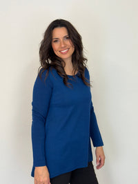 EBONY_WOMEN'S 100% MERINO WOOL (210) A - LINE SCOOP LONG SLEEVE TOP TWILIGHT _ WOMEN'S 100% MERINO WOOL (210) A - LINE SCOOP LONG SLEEVE TOP TWILIGHT _ Ebony Boutique NZ