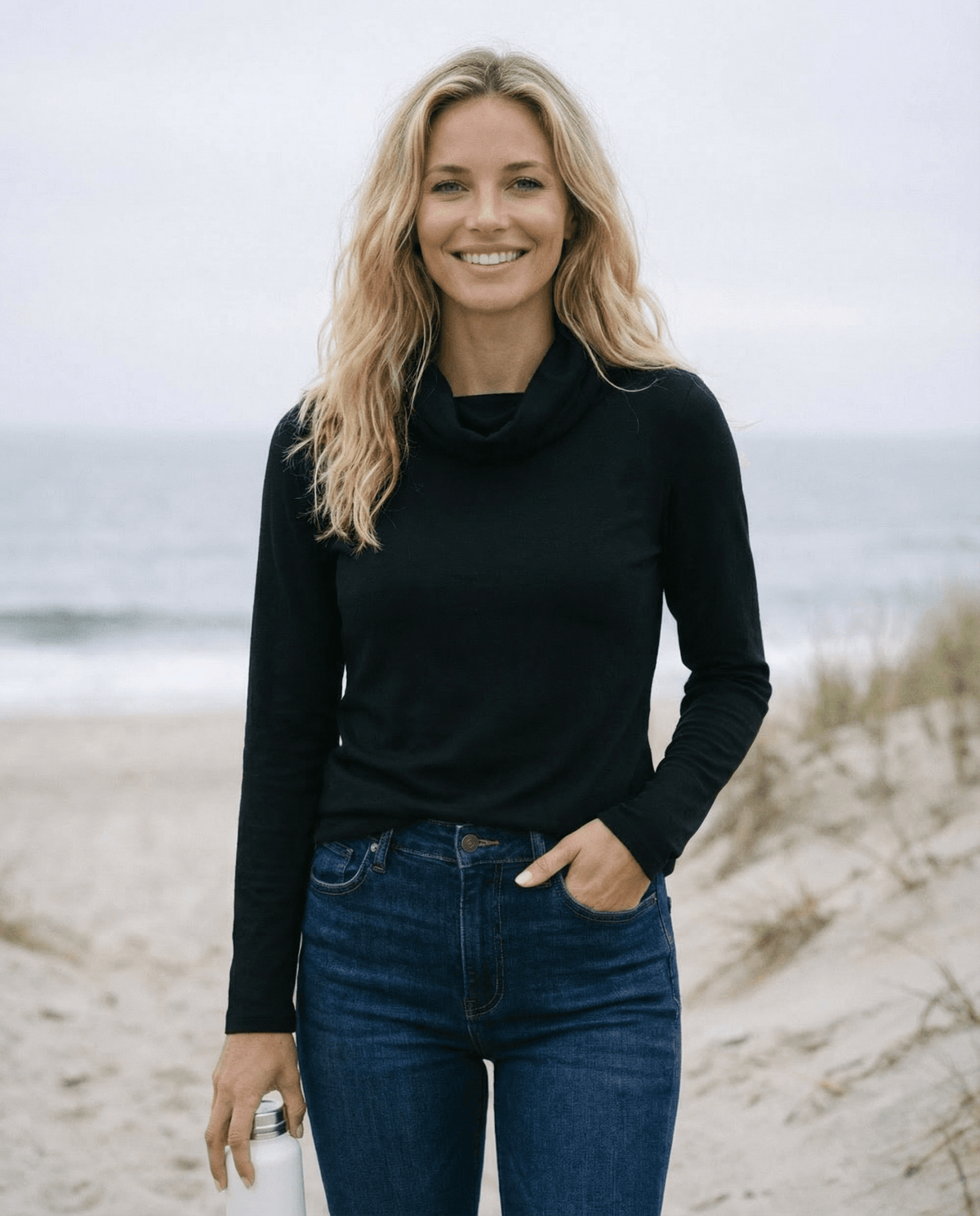 WOMENS 100% MERINO WOOL (210) COWL NECK LONG SLEEVE JUMPER BLACK EBAS569_by_EBONY_women's_in_New Zealand_ WOMENS 100% MERINO WOOL (210) COWL NECK LONG SLEEVE JUMPER BLACK EBAS569 _